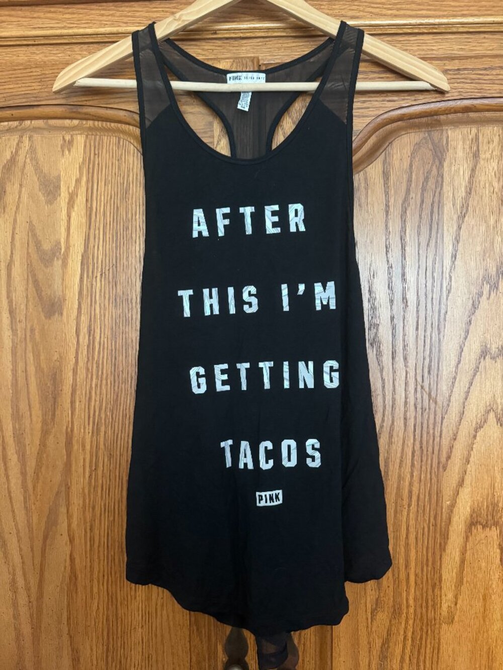 PINK Victoria's Secret Black Tank Top with White Lettering